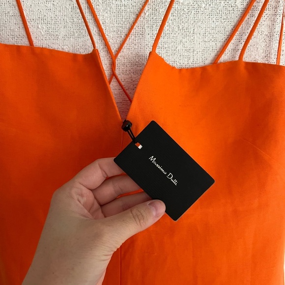 Massimo Dutti Bright Orange Strappy Linen Dress, NWT - Picture 10 of 15